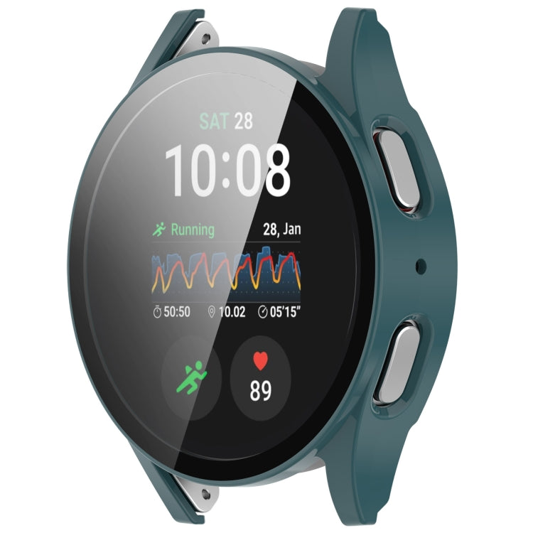 For Samsung Galaxy Watch 7 44mm PC+Tempered Film Integrated Water-resistant Watch Protective Case(Pine Green)