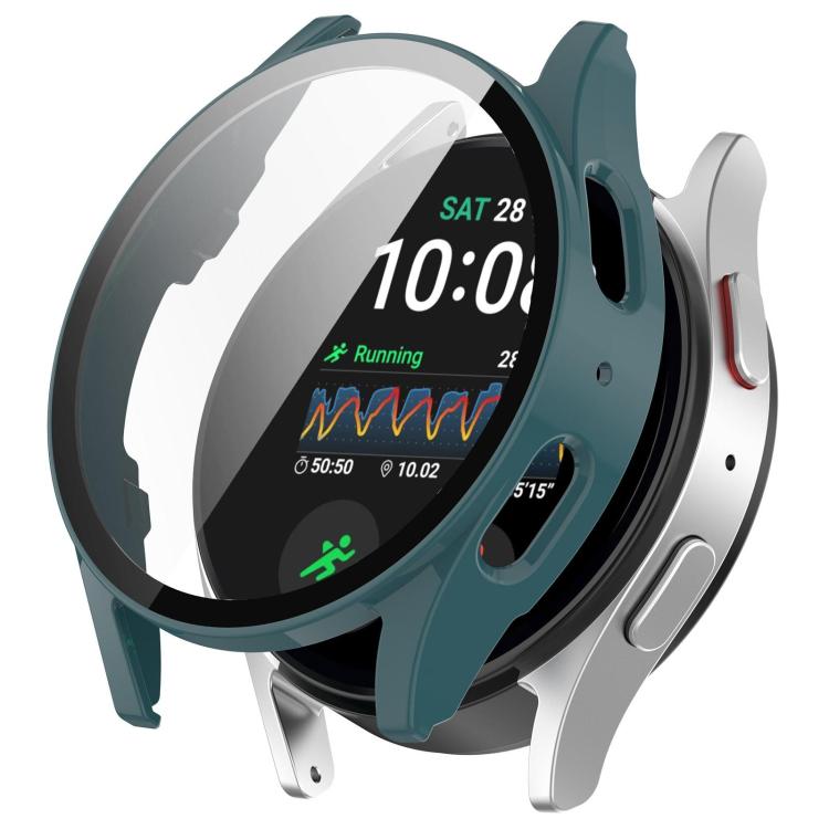 For Samsung Galaxy Watch 7 40mm Tempered Film Integrated Water-resistant PC Watch Protective Cover(Pine Green)