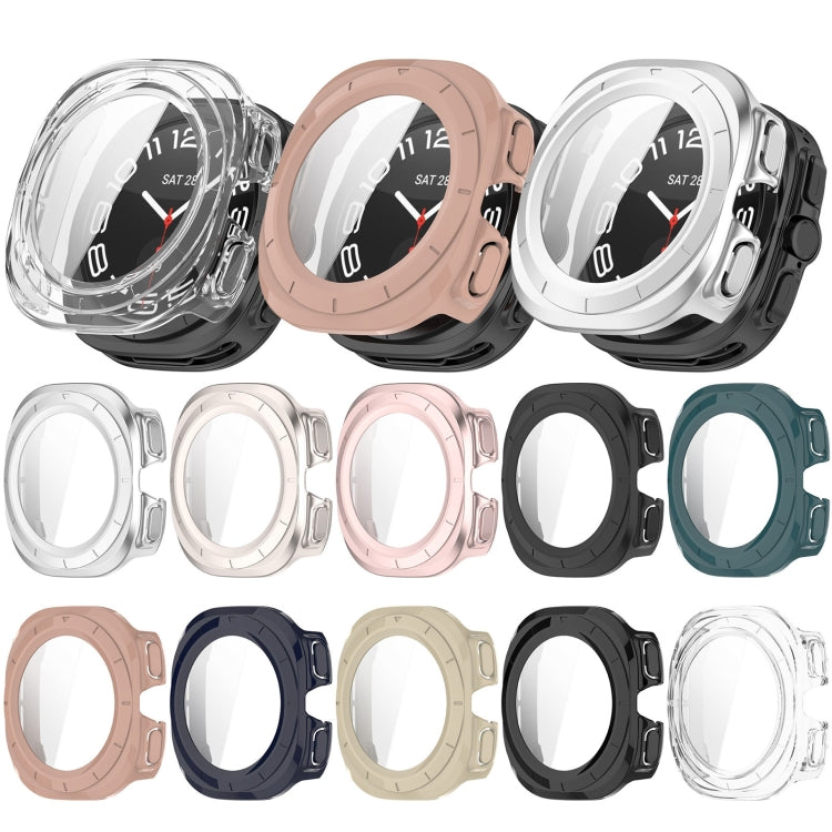 For Samsung Galaxy Watch 7 44mm Tempered Film Integrated Water-resistant PC Watch Protective Cover(Pink)