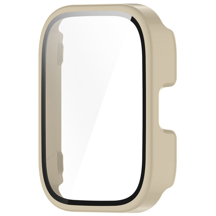 For Amazfit bip5 Unity PC + Tempered Glass Film Integrated Watch Protective Case(Ivory White)