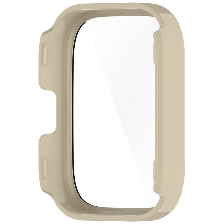For Amazfit bip5 Unity PC + Tempered Glass Film Integrated Watch Protective Case(Ivory White)