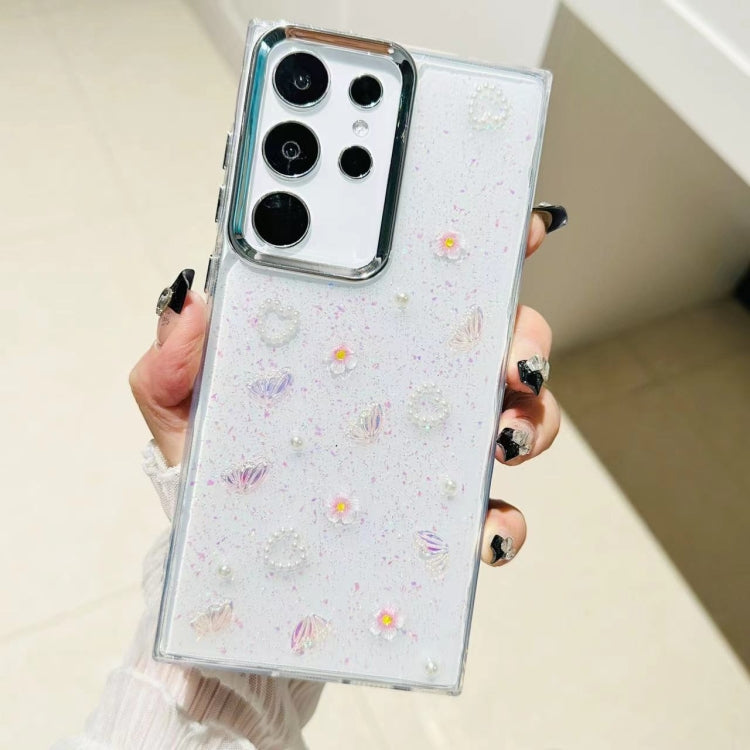 For Samsung Galaxy S25 Ultra 5G Three-dimensional Bow Pearl Love Flower TPU Phone Case(Pearl Bow)