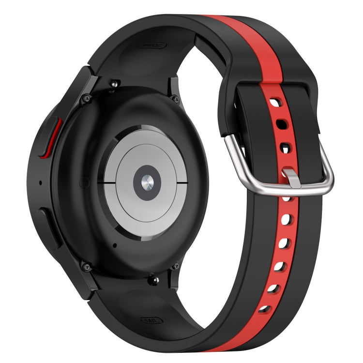 For Samsung Galaxy Watch FE 40mm Two Color Stripe Silicone Watch Band(Black Red)