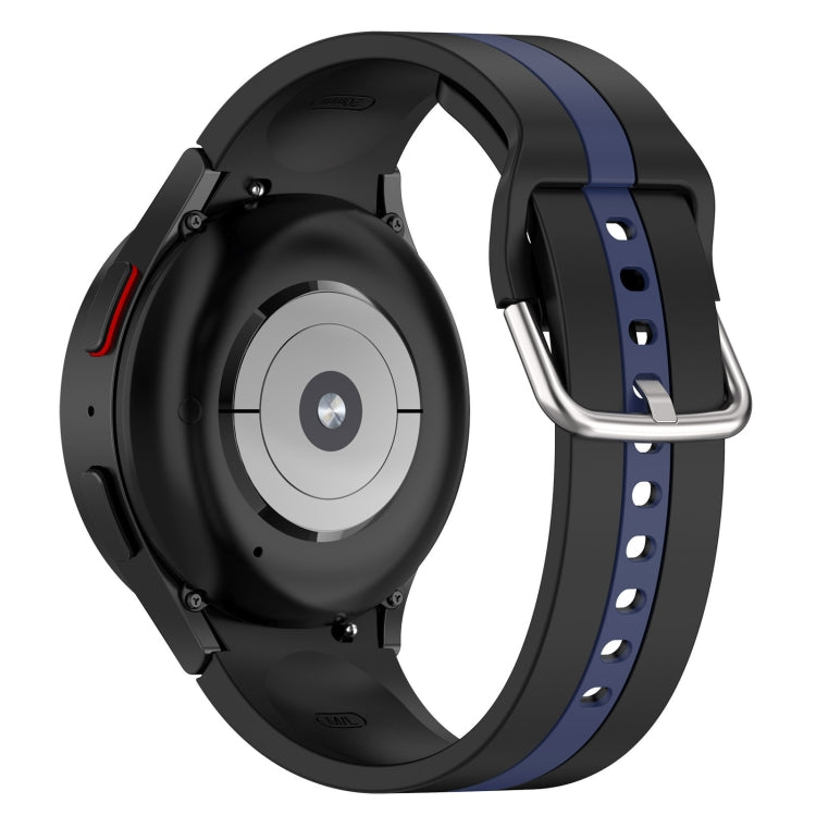 For Samsung Galaxy Watch FE 40mm Two Color Stripe Silicone Watch Band(Black Blue)