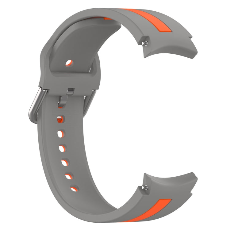 For Samsung Galaxy Watch FE 40mm Two Color Stripe Silicone Watch Band(Gray Orange)