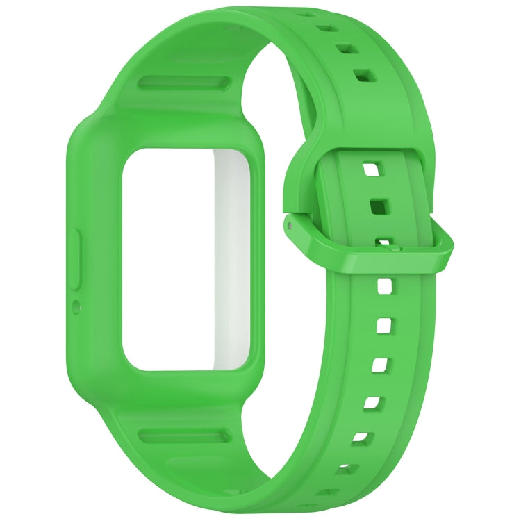 For Huawei Band 9 Two Color Frame Integrated Silicone Watch Band(Fluorescent Green)