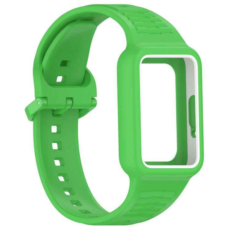 For Huawei Band 9 Two Color Frame Integrated Silicone Watch Band(Fluorescent Green)