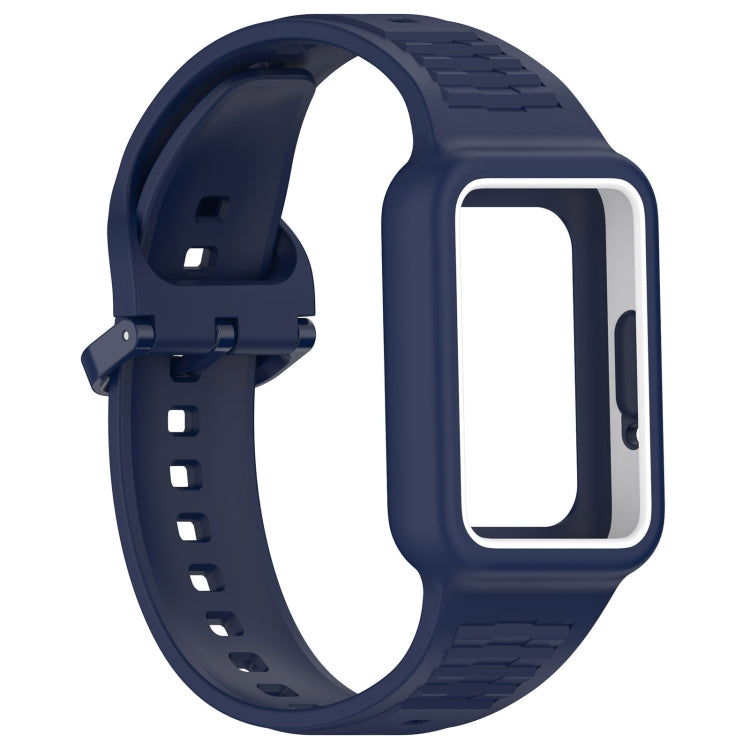 For Huawei Band 9 Two Color Frame Integrated Silicone Watch Band(Midnight Blue)