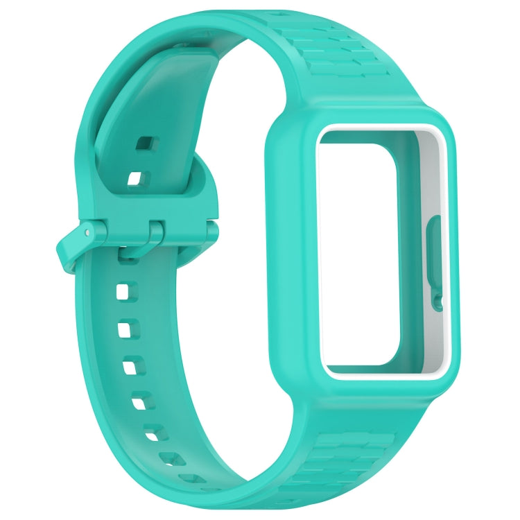 For Huawei Band 9 Two Color Frame Integrated Silicone Watch Band(Cyan)