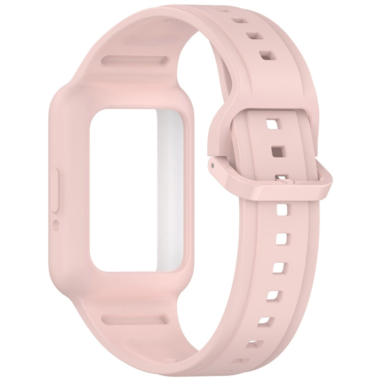 For Huawei Band 9 Two Color Frame Integrated Silicone Watch Band(Light Pink)