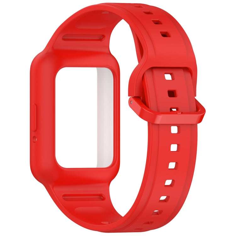 For Huawei Band 9 Two Color Frame Integrated Silicone Watch Band(Red)