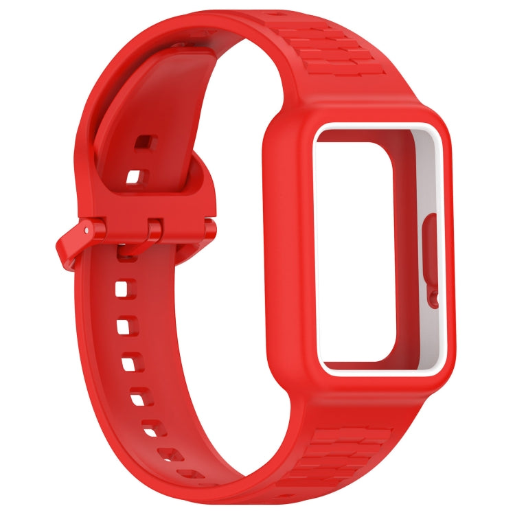 For Huawei Band 9 Two Color Frame Integrated Silicone Watch Band(Red)
