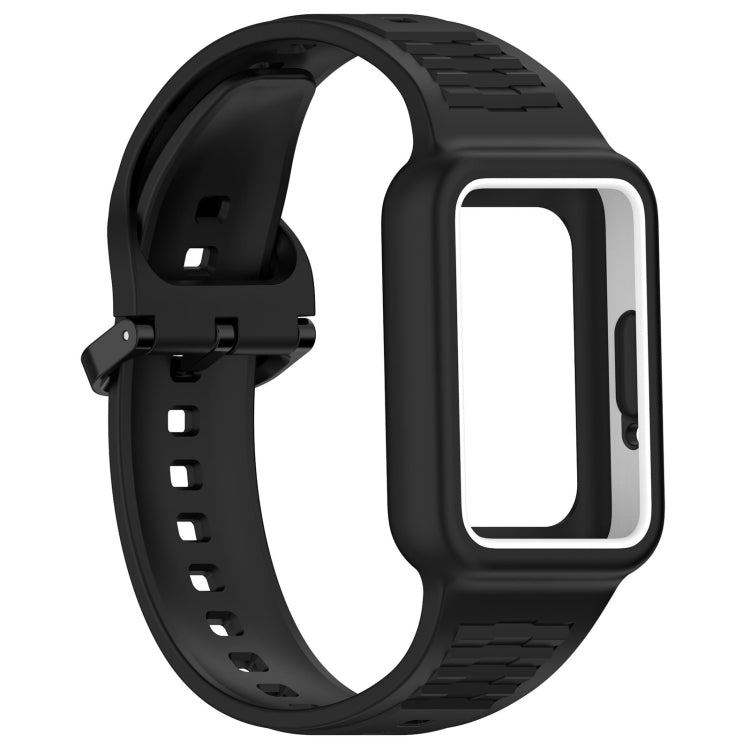 For Huawei Band 9 Two Color Frame Integrated Silicone Watch Band(Black)