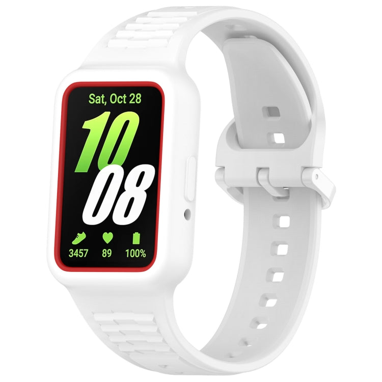 For Huawei Band 9 Two Color Frame Integrated Silicone Watch Band(White)