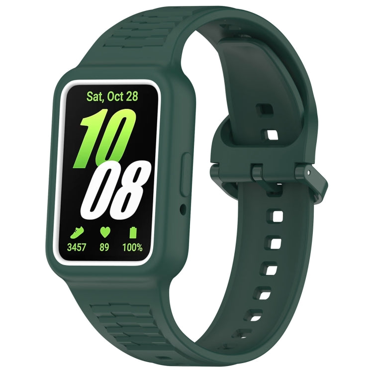 For Huawei Band 9 Two Color Frame Integrated Silicone Watch Band(Dark Green)