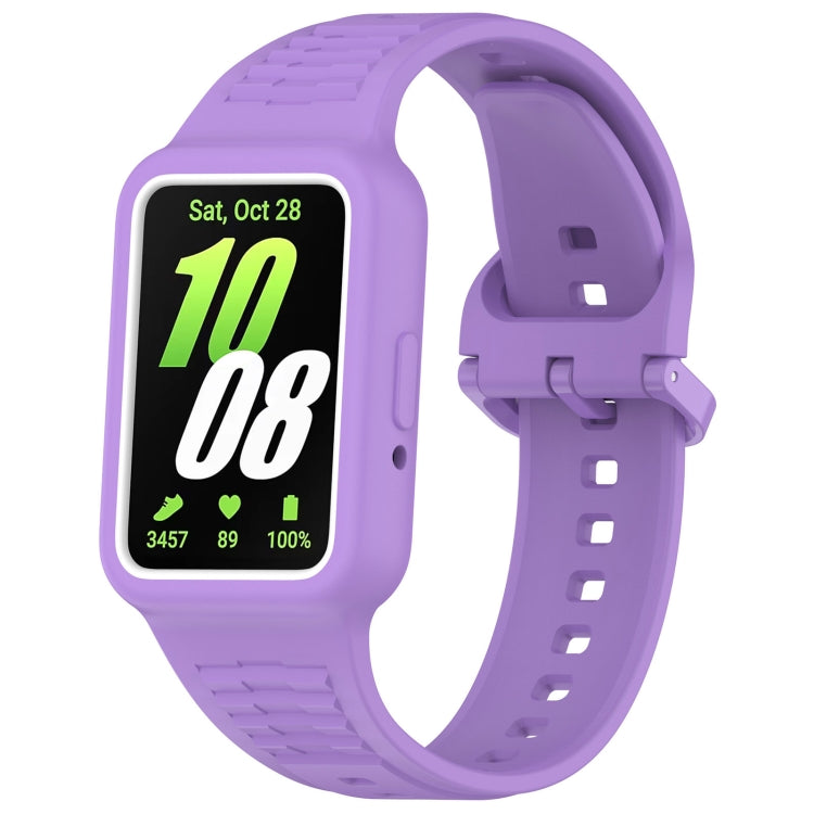For Huawei Band 9 Two Color Frame Integrated Silicone Watch Band(Purple)
