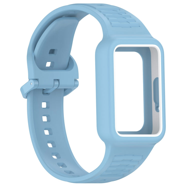 For Huawei Band 8 Two Color Frame Integrated Silicone Watch Band(Sky Blue)