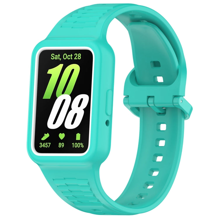 For Huawei Band 8 Two Color Frame Integrated Silicone Watch Band(Cyan)