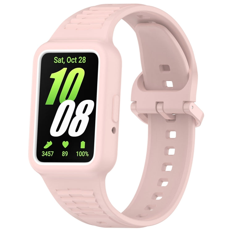 For Huawei Band 8 Two Color Frame Integrated Silicone Watch Band(Light Pink)