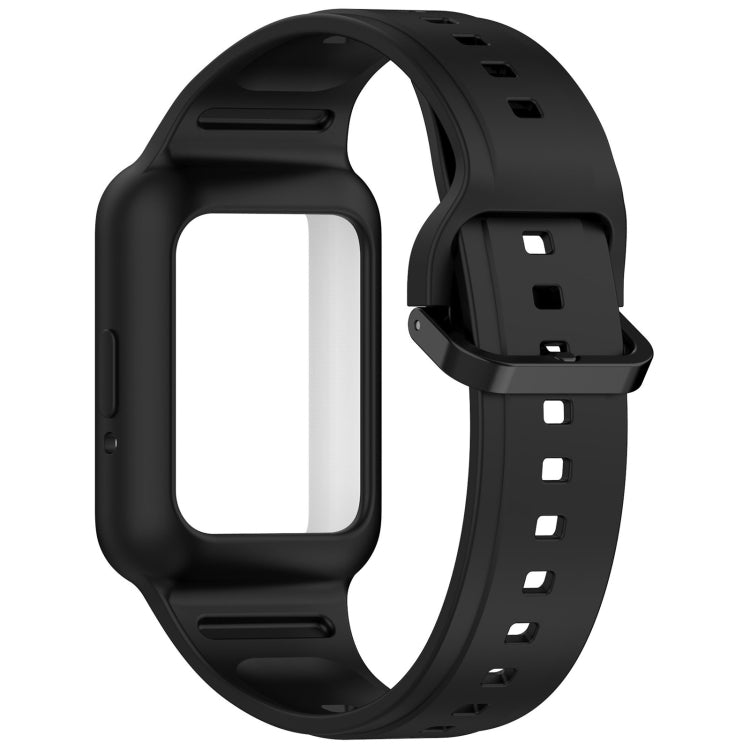 For Huawei Band 8 Two Color Frame Integrated Silicone Watch Band(Black)