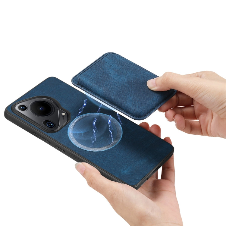 For Huawei Pura 70 Ultra Retro Leather Card Bag Magnetic Phone Case(Blue)