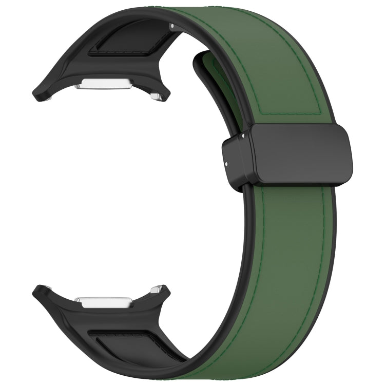 For Samsung Galaxy Watch Ultra 47mm Magnetic Folding Buckle Silicone Leather Watch Band(Green)