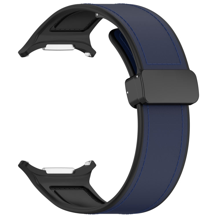 For Samsung Galaxy Watch Ultra 47mm Magnetic Folding Buckle Silicone Leather Watch Band(Dark Blue)