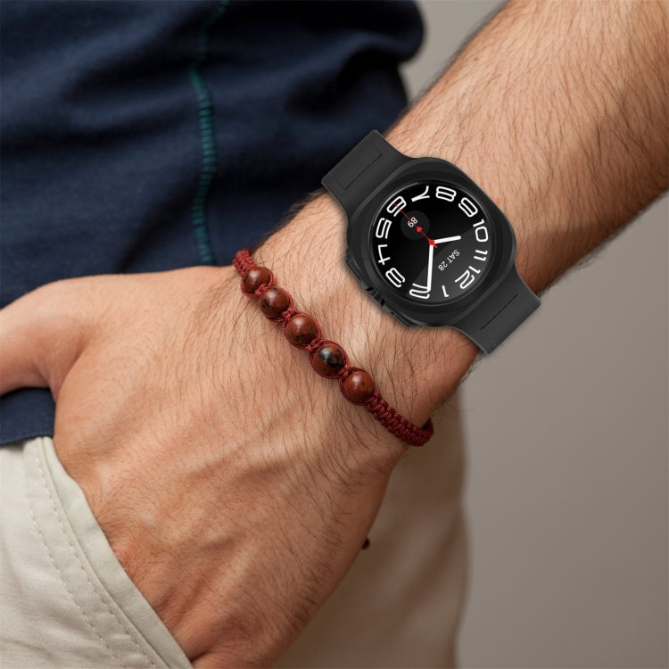 For Samsung Galaxy Watch Ultra 47mm Magnetic Folding Buckle Silicone Leather Watch Band(Black)