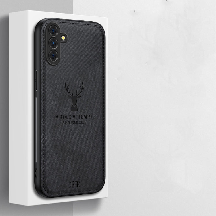 For Samsung Galaxy S25 5G Deer Head Cloth Skin All-inclusive Phone Case(Blue)