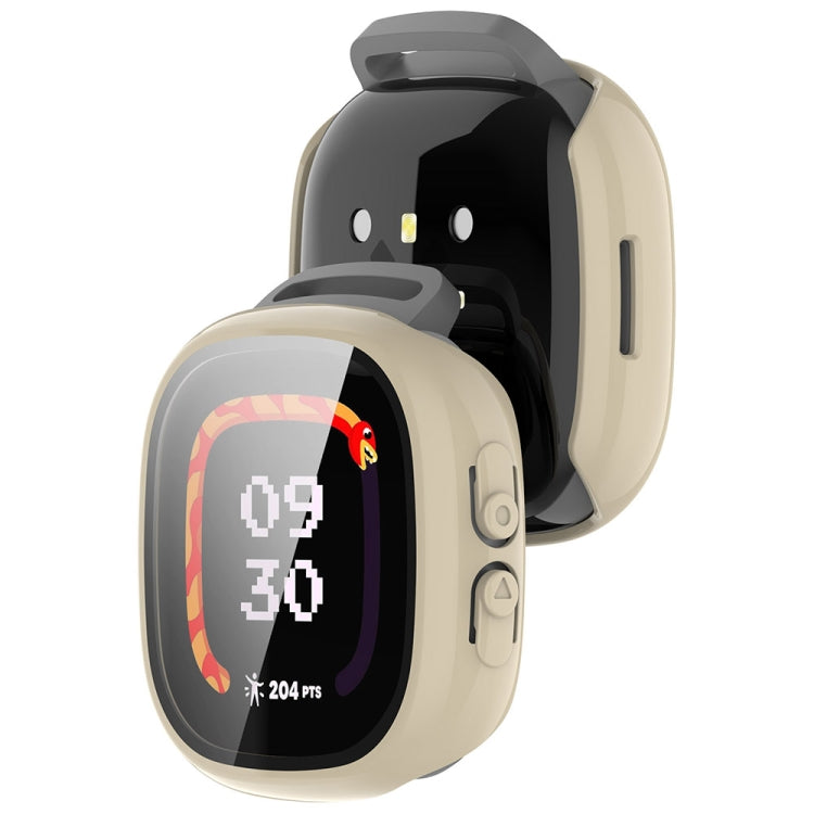 For Fitbit Ace LTE PC + Tempered Glass Film Integrated Watch Protective Case(Ivory White)