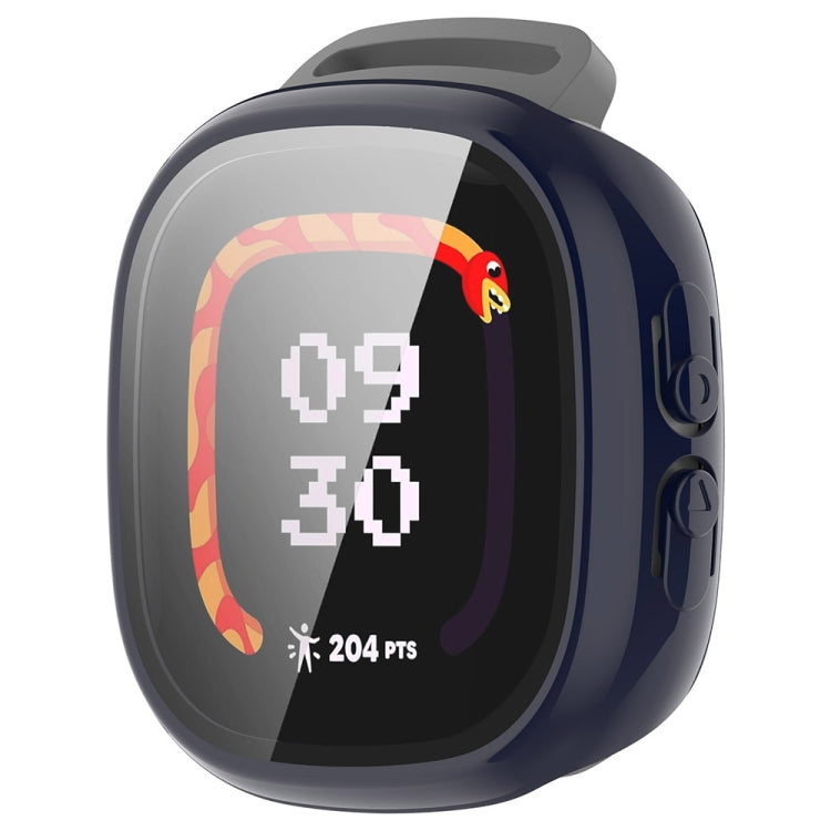 For Fitbit Ace LTE PC + Tempered Glass Film Integrated Watch Protective Case(Ink Blue)