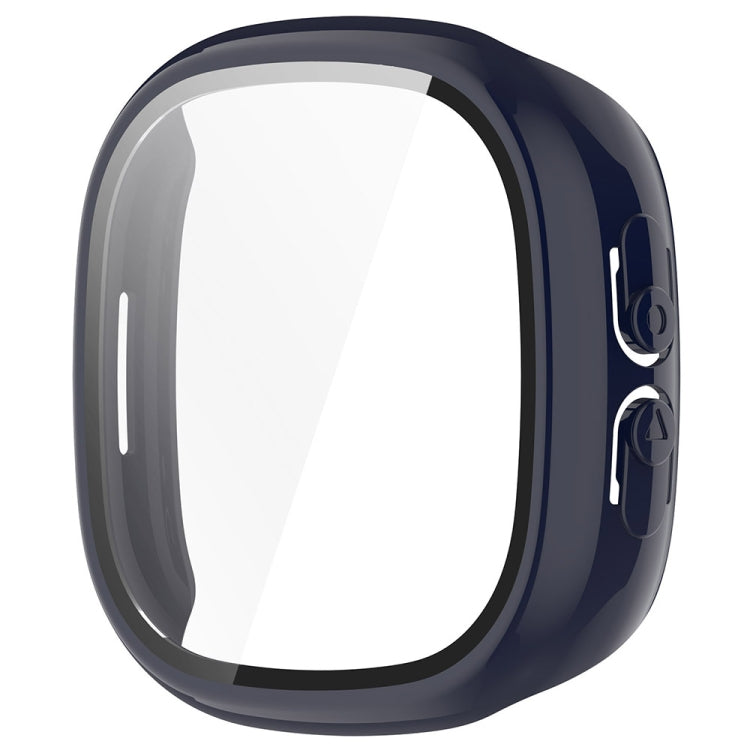 For Fitbit Ace LTE PC + Tempered Glass Film Integrated Watch Protective Case(Ink Blue)