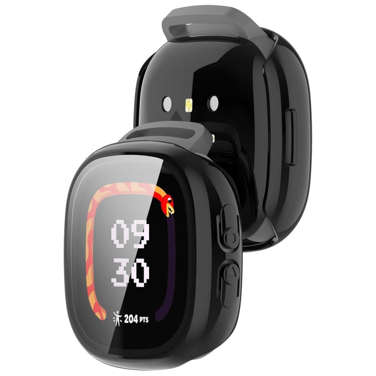 For Fitbit Ace LTE PC + Tempered Glass Film Integrated Watch Protective Case(Black)