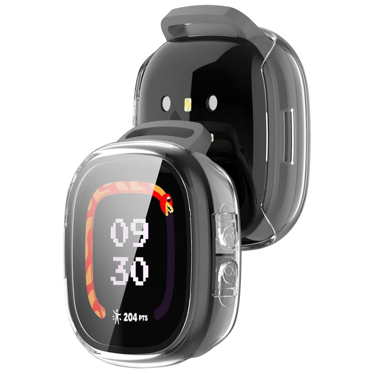 For Fitbit Ace LTE PC + Tempered Glass Film Integrated Watch Protective Case(Transparent White)