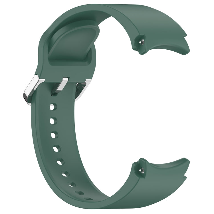 For Samsung Galaxy Watch7 40 / 44mm Solid Color Silver Buckle Quick Release Silicone Watch Band(Dark Green)