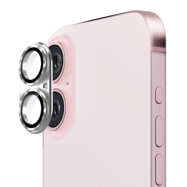 For iPhone 16 / 16 Plus ENKAY Aluminium Alloy Tempered Glass Lens Cover Film(Silver)