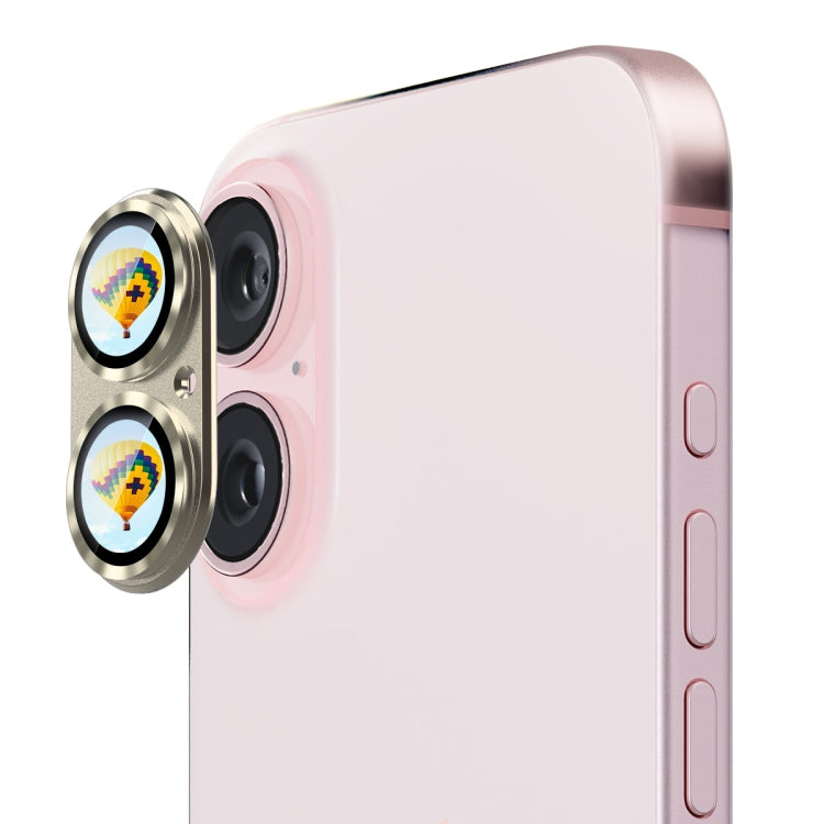 For iPhone 16 / 16 Plus ENKAY Anti-reflection Camera Lens Aluminium Alloy Tempered Glass Film(Yellow)
