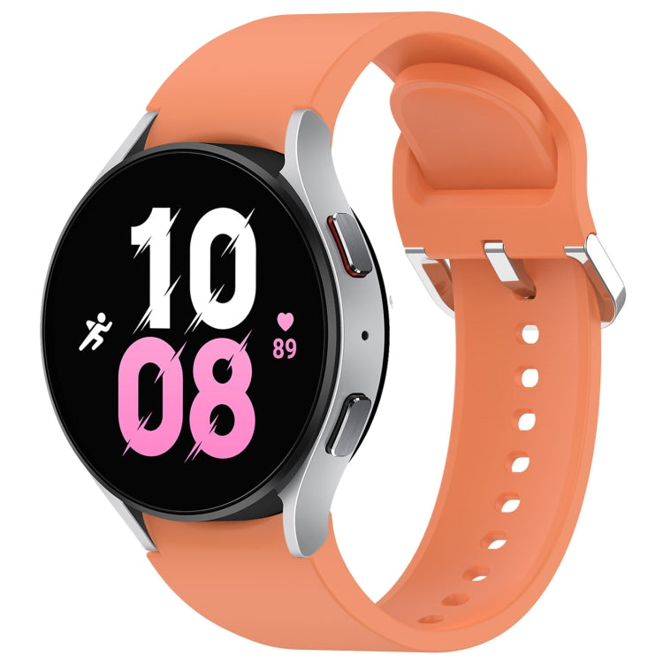 For Samsung Galaxy Watch 5 44mm Solid Color Silver Buckle Quick Release Silicone Watch Band(Orange)