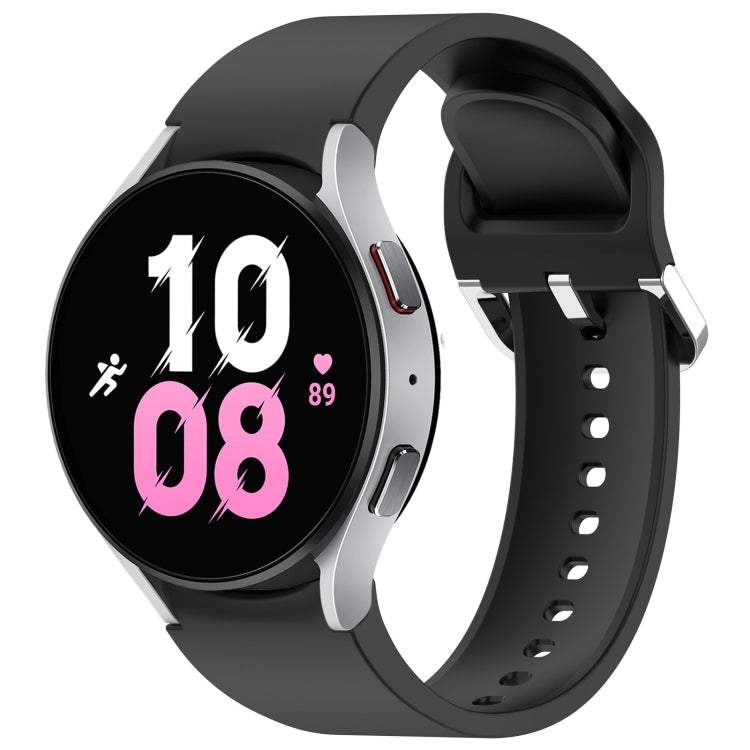 For Samsung Galaxy Watch 5 44mm Solid Color Silver Buckle Quick Release Silicone Watch Band(Black)