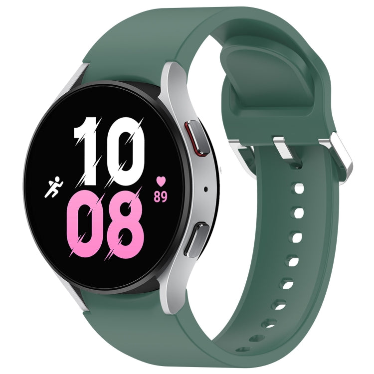 For Samsung Galaxy Watch 5 44mm Solid Color Silver Buckle Quick Release Silicone Watch Band(Green)