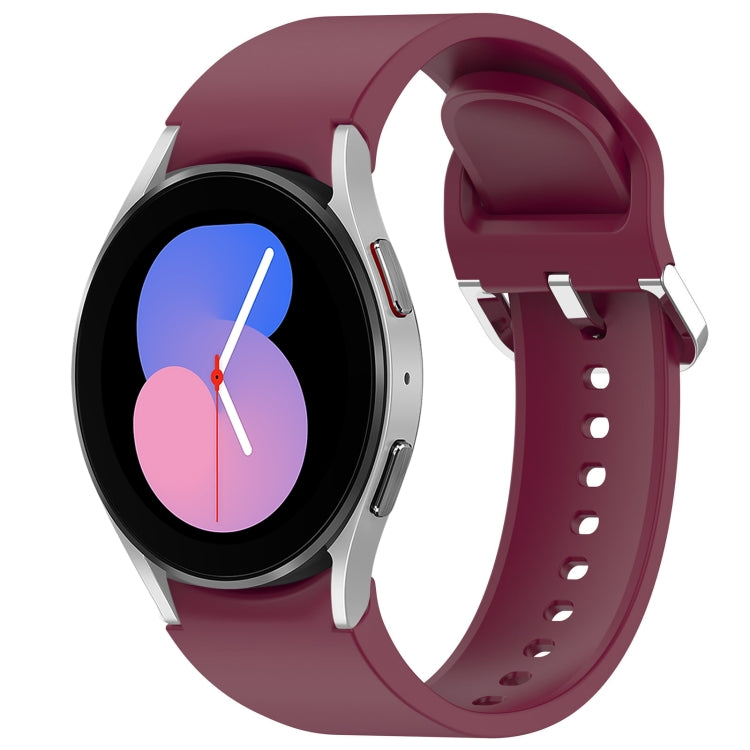 For Samsung Galaxy Watch 5 40mm Solid Color Silver Buckle Quick Release Silicone Watch Band(Wine Red)