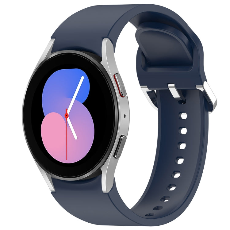 For Samsung Galaxy Watch 5 40mm Solid Color Silver Buckle Quick Release Silicone Watch Band(Midnight Blue)