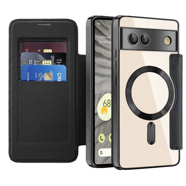 For Google Pixel 8a Shield Magsafe RFID Anti-theft Rhombus Leather Phone Case(Black)