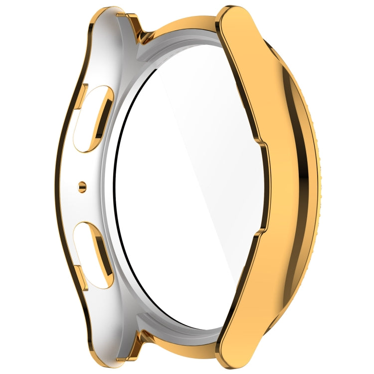 For Samsung Galaxy Watch 7 44mm Single Row Diamond PC + Tempered Film Integrated Watch Protective Case(Gold)