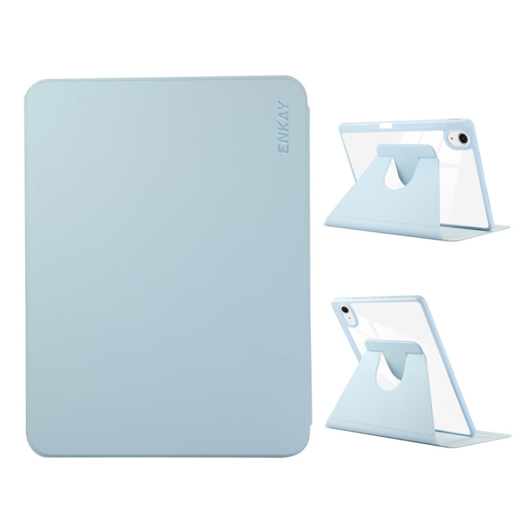 For iPad Pro Air 11 2024 ENKAY 360 Rotation PMMA Leather Smart Tablet Case with Pen Slot(Blue) - free shipping - PMC Jewellery - Order now!
