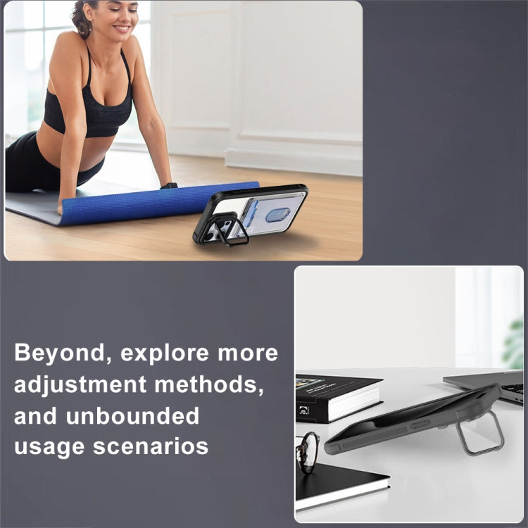 For iPhone 16 Plus Card Bag Holder Acrylic Hybrid TPU Phone Case(Black) - iPhone 16 Plus Cases by PMC TechLife | Online Shopping South Africa | PMC TechLife | Buy Now Pay Later Mobicred