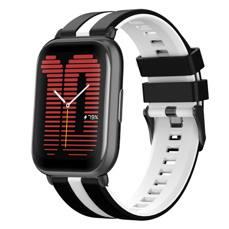 For Amazfit Active 20mm Two-Color Sports Silicone Watch Band(Black+White)