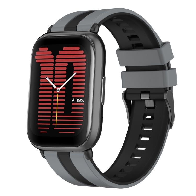 For Amazfit Active 20mm Two-Color Sports Silicone Watch Band(Grey+Black)