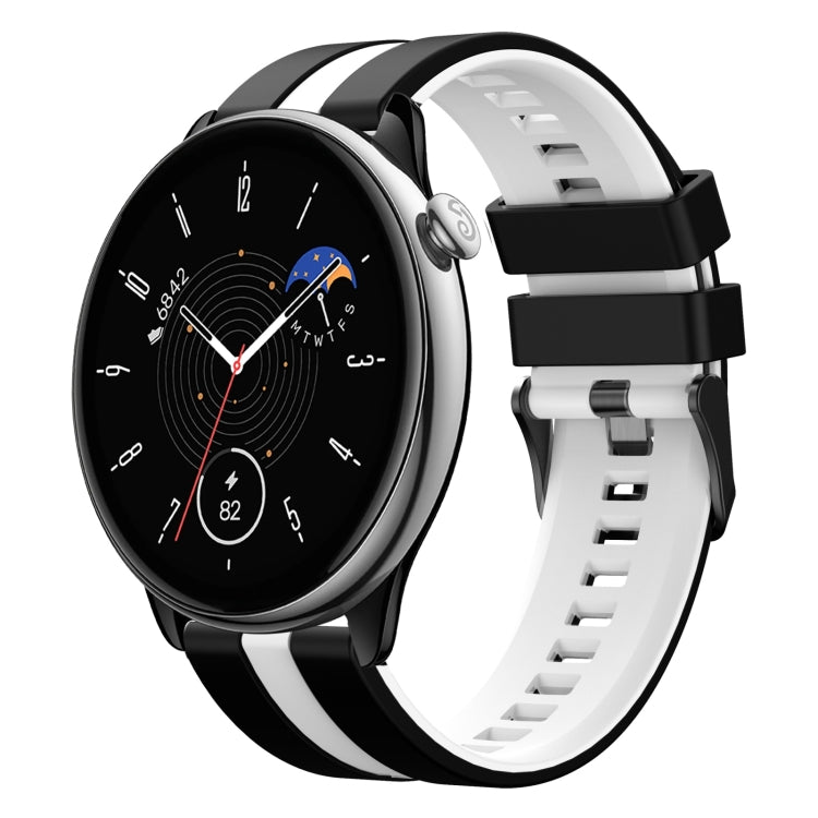 For Amazfit GTR Mini 20mm Two-Color Sports Silicone Watch Band(Black+White)
