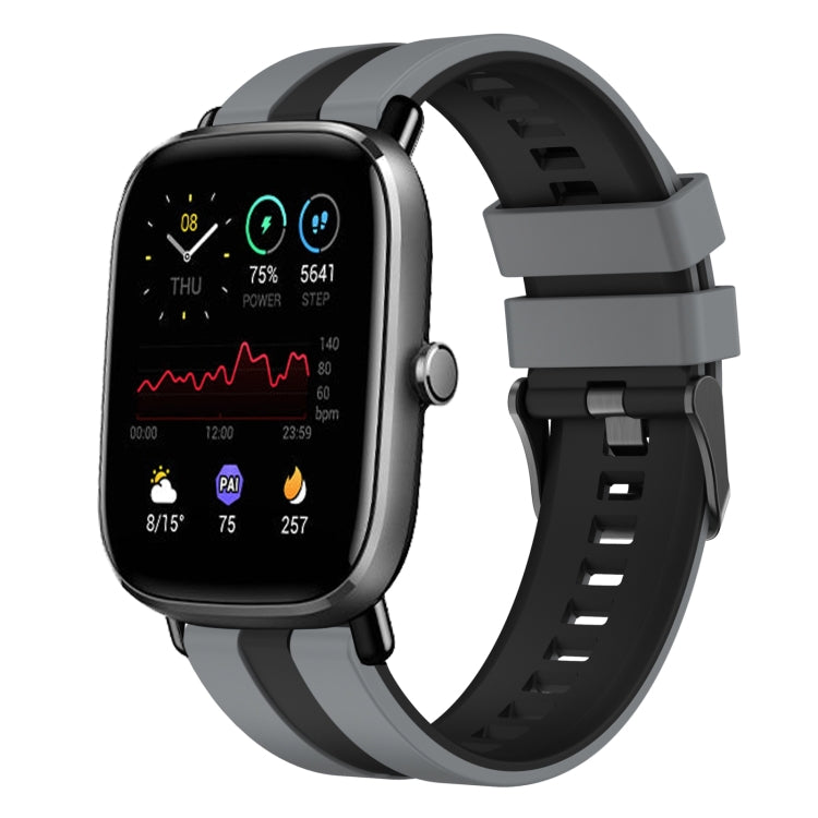 For Amazfit GTS 4 Mini 20mm Two-Color Sports Silicone Watch Band(Grey+Black)